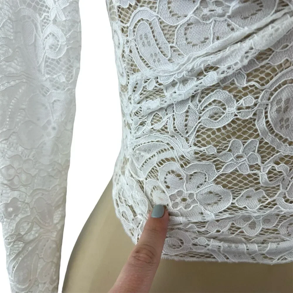 Lisa Says Gah Aurelia Top Size S White Vanilla Lace Sheer